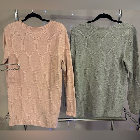 Like New - J. Jill Long Sleeve Soft Cable Knit Tunic Sweater - Pink / Gray - S - Picture 5 of 7
